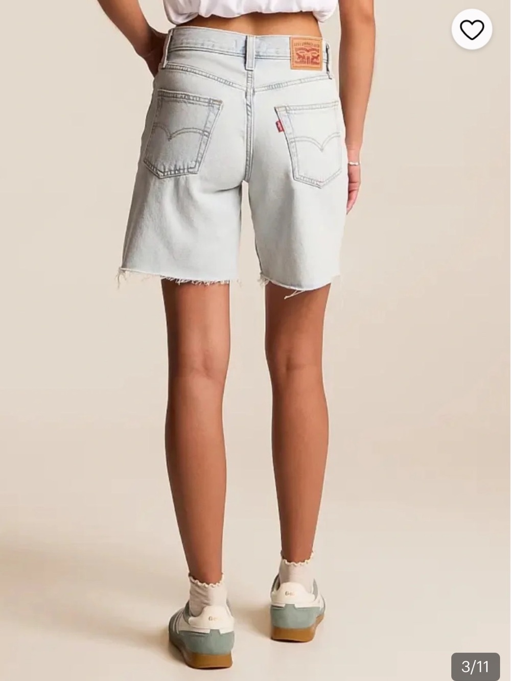 Levi's Pale Blue High-Rise Frayed Hem Jean Shorts